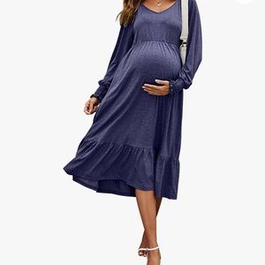 Blue casual maternity dress